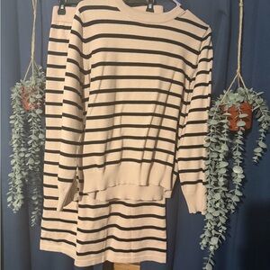 Amazon Black and Cream Striped Skirt Set